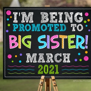 Big Sister Sign, Big Sister Pregnancy Announcement, Chalkboard Sign,  Promoted to Big Sister Announcement Sign Props, DIGITAL FILE