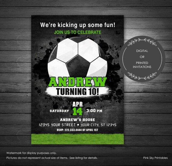 Soccer Birthday Invitation Printable File Goal Soccer Ball | Etsy