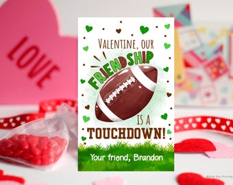 Football Valentine Tags, EDITABLE Kids Valentine Cards, Touchdown Valentine Cards, Sports, Printable School Valentine, Gift Tags