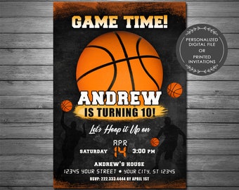 Basketball Birthday Invitation, Printable or Printed Invitations, Sports Birthday, Basketball, Boys Birthday Invitation, Basketball Party