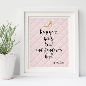 Houd je hoofd erbij, motiverende kunst, citaat van Coco Chanel, kunst aan de muur, digitale poster, INSTANT DOWNLOAD, gewatteerd patroon
