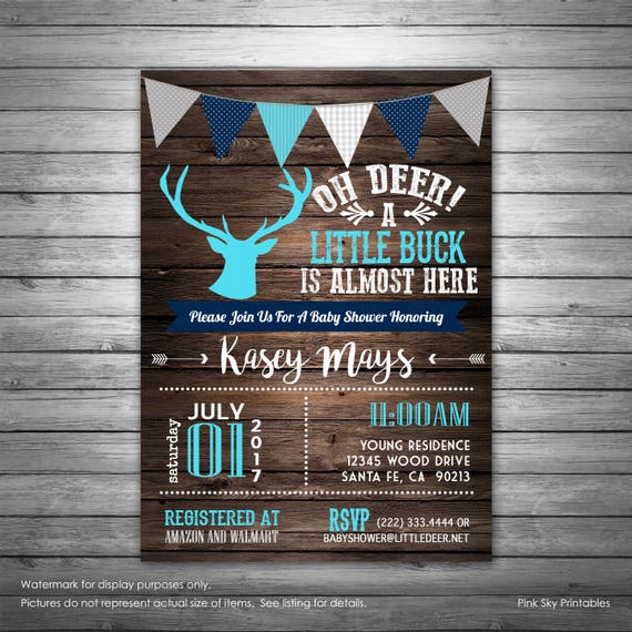 Oh Deer Baby Shower Invitation Printable Or Printed Invitations Little Rustic Boy Buck Invite