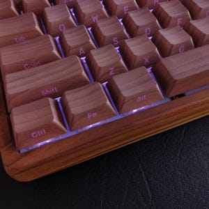 Teak Wooden mechanical keyboard with a full case, pre-built, 65% hot swap pcb -- Complete keyboard. Via compatible