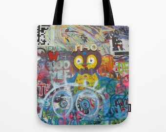 Graffiti Love Tote bag cute funky bird colorful fun