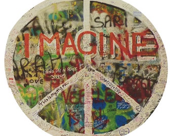 Peace Sign Sticker John Lennon Imagine decal round