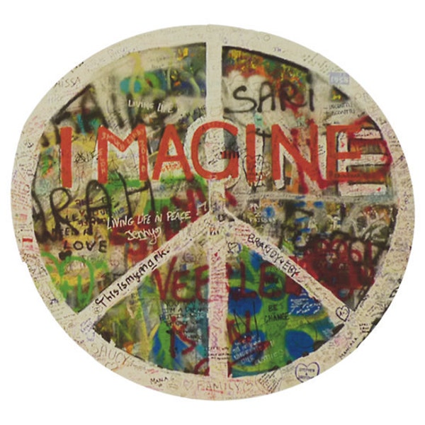 Peace Sign Sticker John Lennon Imagine decal round