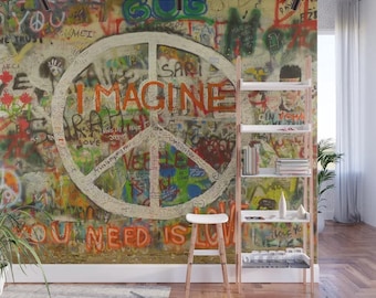 Peace Sign Wall Mural, Imagine, Give Peace a Chance, All You Need is Love, John Lennon, Beatles