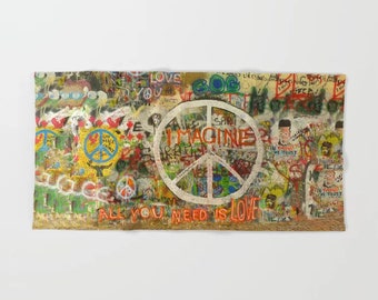 Peace Sign Bath Towel Imagine John Lennon Beatles All You Need is Love