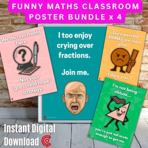 Funny Maths Classroom Poster Bundle (Set of 4) – Sassy, Smart & Student-Proof!