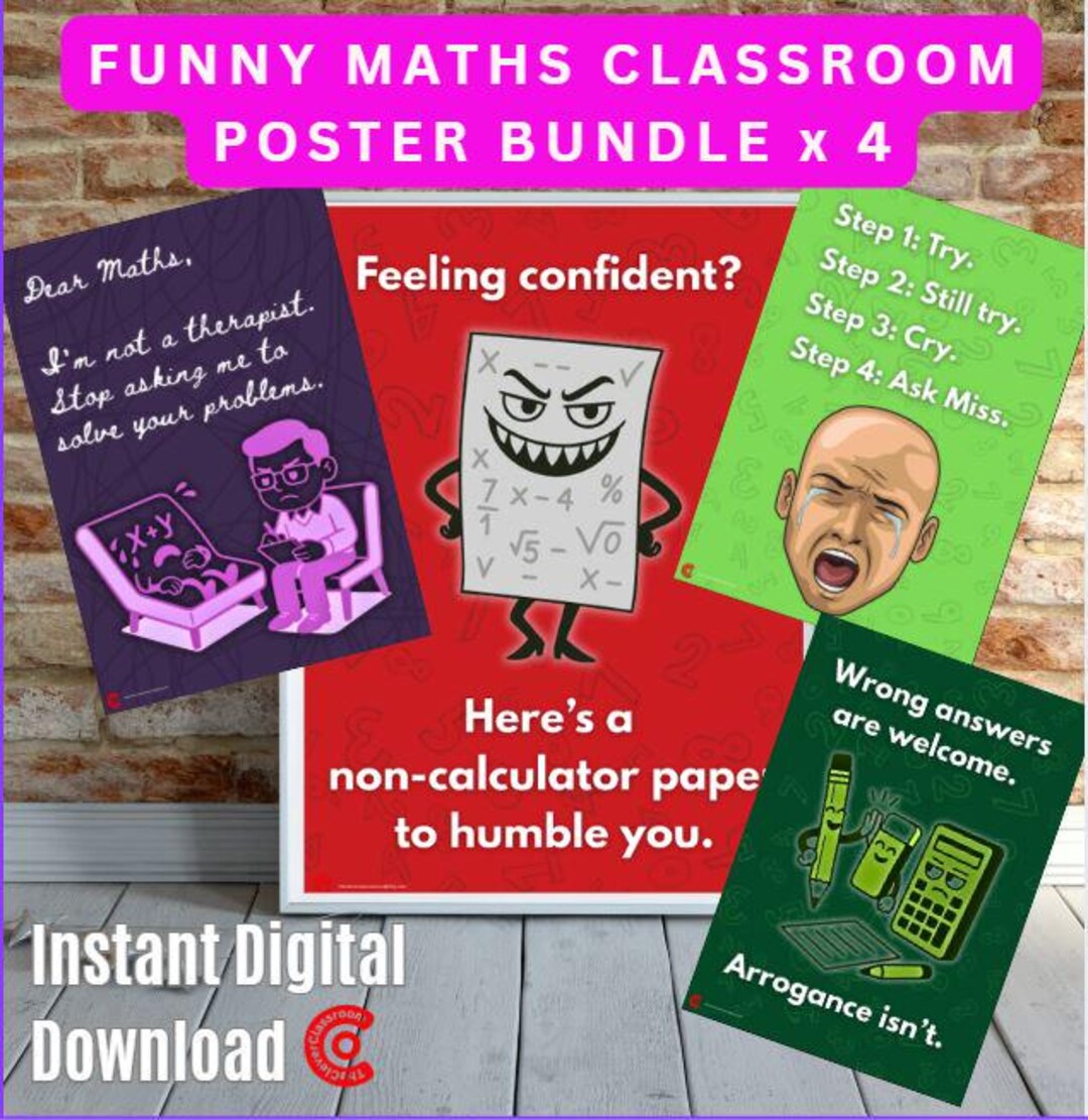 Funny Maths Classroom Poster Bundle (set of 4) – Sassy, Smart & Student ...