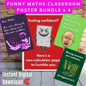 Funny Maths Classroom Poster Bundle (Set of 4) – Sassy, Smart & Student-Proof!