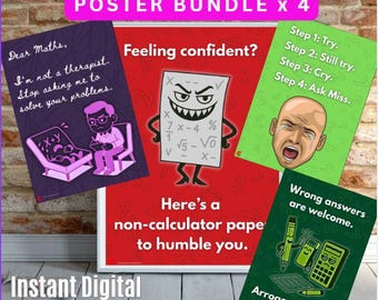 Funny Maths Classroom Poster Bundle (Set of 4) – Sassy, Smart & Student-Proof!