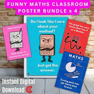 Funny Maths Classroom Poster Bundle (Set of 4) – Sassy, Smart & Student-Proof!
