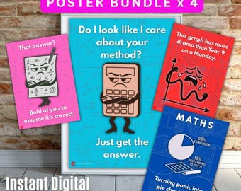 Funny Maths Classroom Poster Bundle (Set of 4) – Sassy, Smart & Student-Proof!