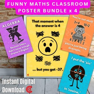 Funny Maths Classroom Poster Bundle (Set of 4) – Sassy, Smart & Student-Proof!