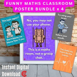 Funny Maths Classroom Poster Bundle (Set of 4) – Sassy, Smart & Student-Proof!