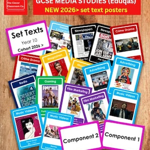 GCSE メディア研究（Eduqas）コンポーネント 1 および 2 セットテキスト ポスター（2026 年以降の教育）