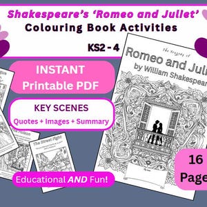 Romeo & Juliet Colouring Booklet – Shakespeare Story Scenes for KS2–KS4