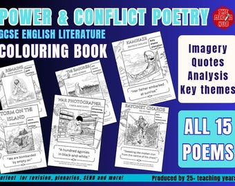 Power and Conflict Poetry Anthology | Fun Colouring Pages  15 Poems | GCSE English Literature AQA KS4 Revision | SEND Resources