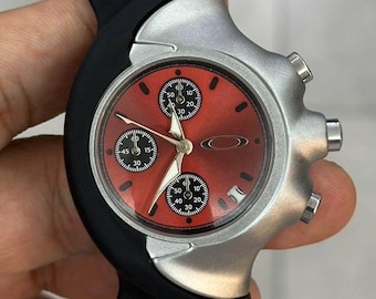Oakley Detonator Inspired Red Chronograph Watch – Futuristic Sport Design, New