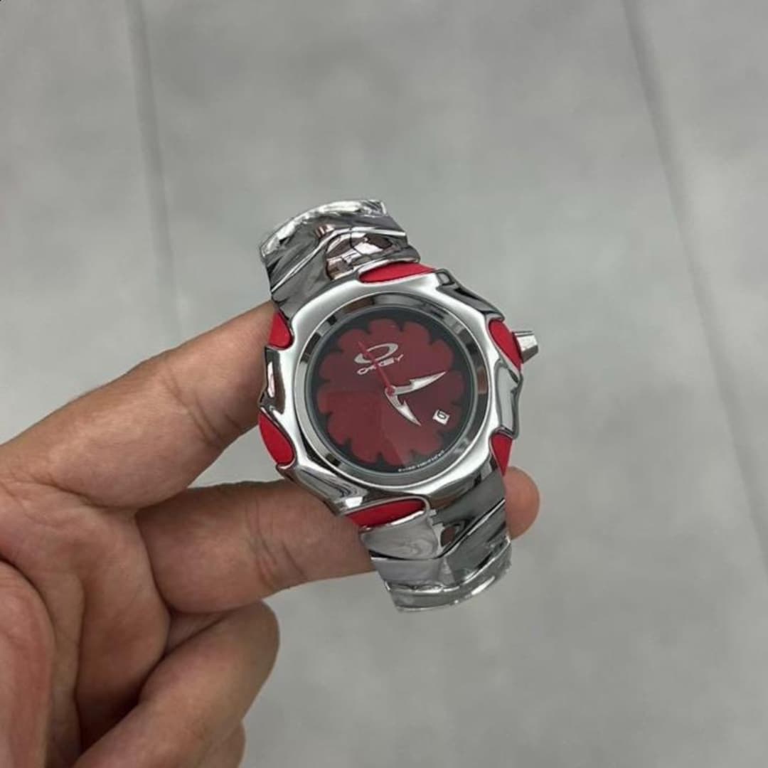 Oakley Timebomb Inspired – Futuristic Chrome & Red Custom Art