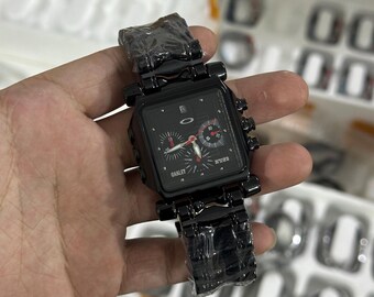 Oakley Type Black Chronograph Watch – Square Steel Sport Luxury