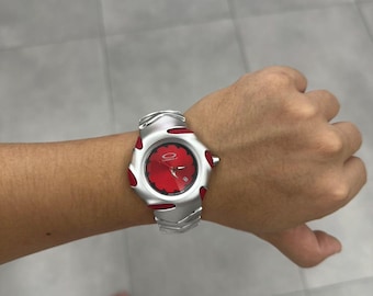 Oakley Timebomb Red Edition – Futuristic Stainless Steel Watch