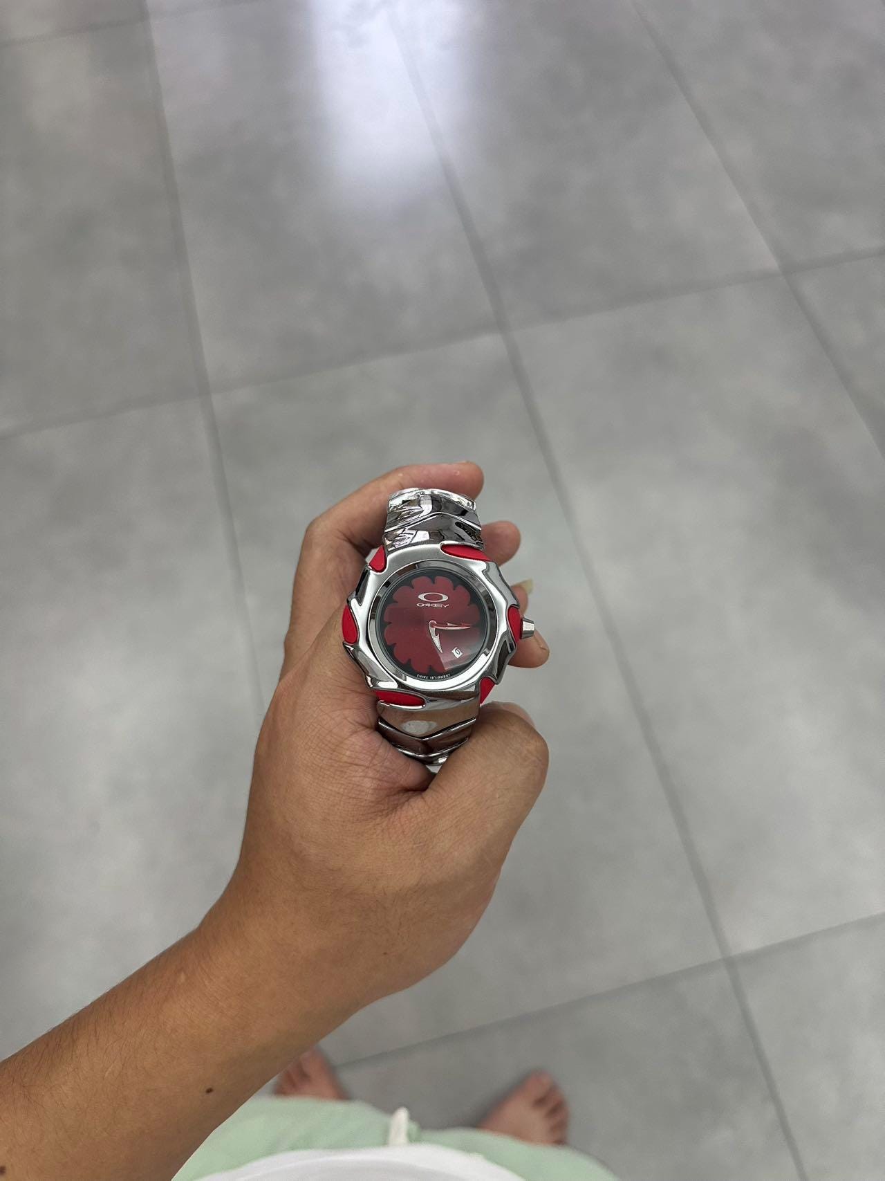 Oakley Timebomb Inspired – Futuristic Chrome & Red Custom Art