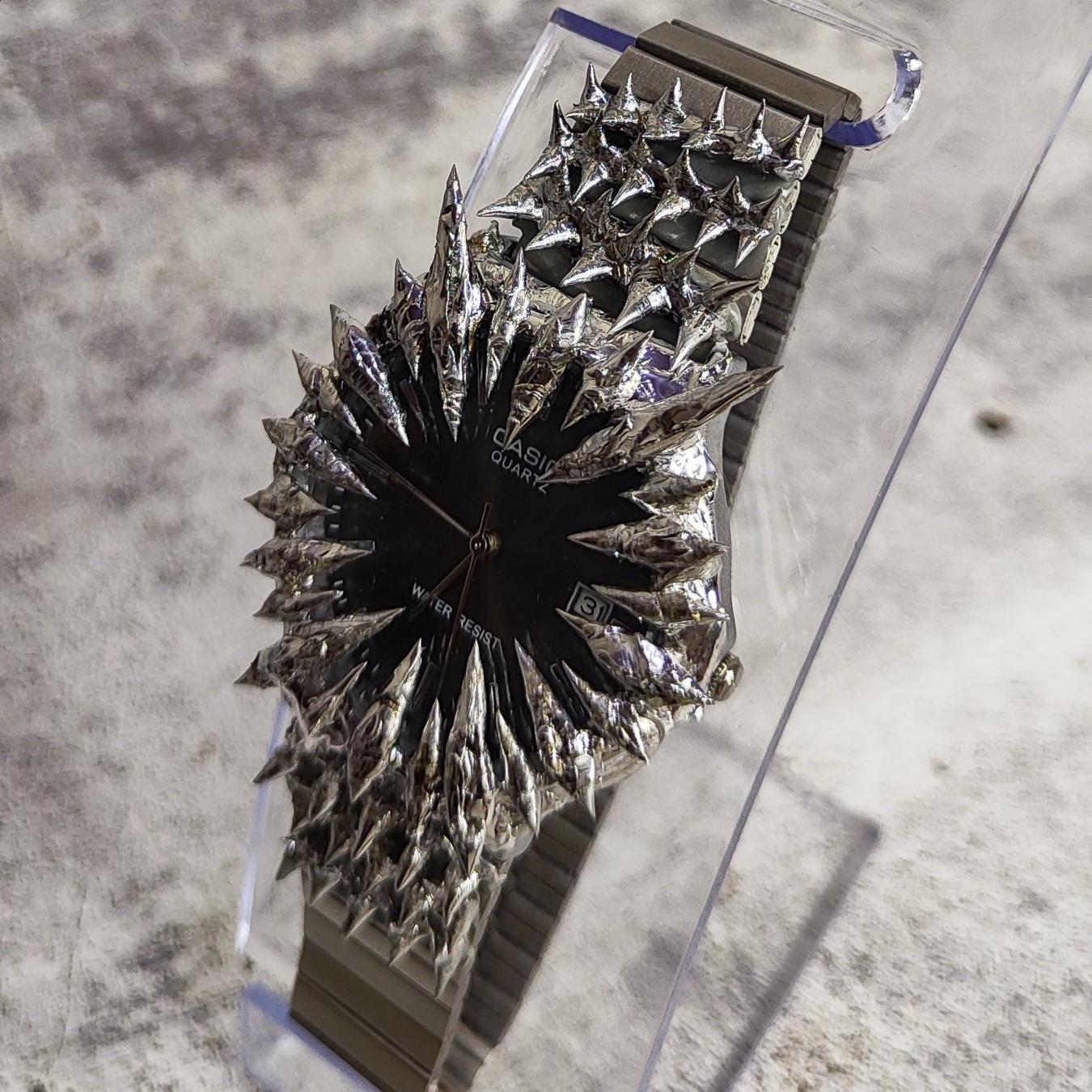 Custom Spiked Casio Watch – Handmade Avant-garde Punk Wristwatch