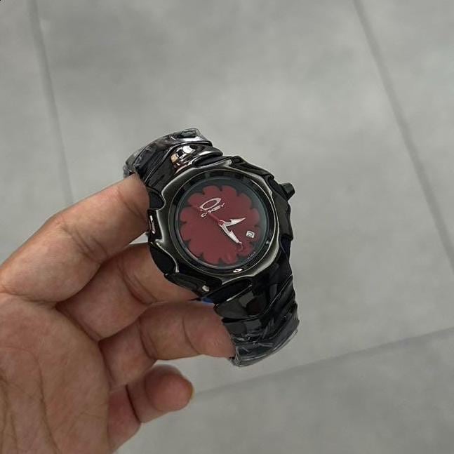 Oakley Timebomb Style Watch – Red Dial, Futuristic Biomech Design