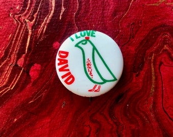 USA Vintage Pinback I LOVE DAVID Cassidy Button Partridge Family Pin MADE IN PA