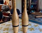Pair Of Vintage Antique Collectible Hand-turned Wooden 1 Lb Juggling Pins, Indian Clubs Exercise