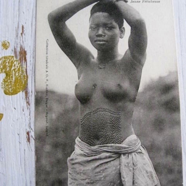 French Nude West African Woman Topless Postcard Circa 1910  Photo Carte Postale Original Afrique Occidentale