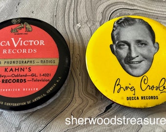 Two Vintage 30s Record Cleaners RCA Victor Kahn's Oakland and Bing Crosby Decca 3 1/2"