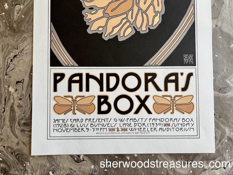 1975 David Lance Goines Original Printing Pandora's Box 13 x 24 Exc. Saint Hieronymus Press Pacific Film Archive Berkeley image 5