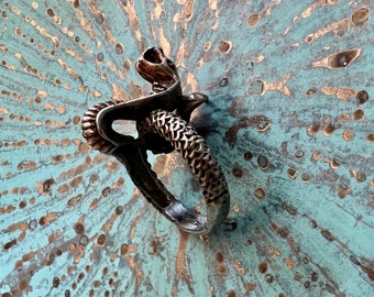 AMAZING VINTAGE COBRA Snake  Sterling Silver with Gold Colored Wash Ring size 8 1/4