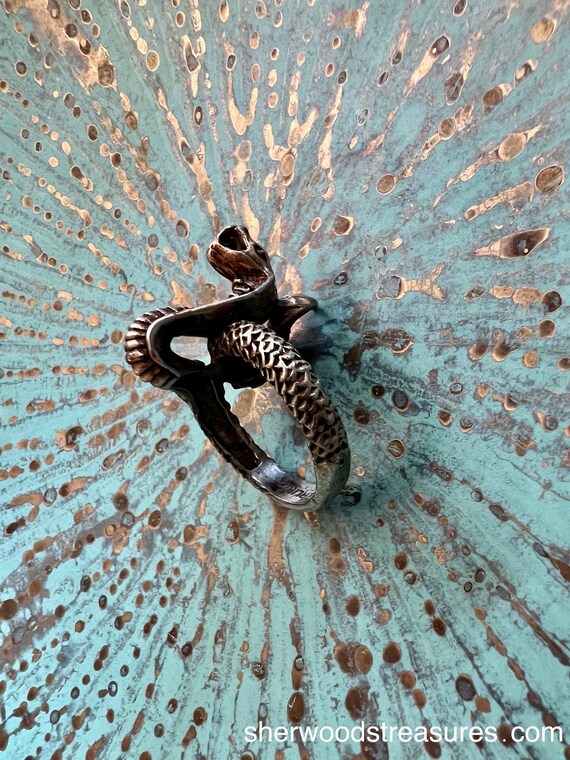 AMAZING VINTAGE COBRA Snake Sterling Silver with Gol… - Gem