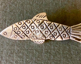 Sterling SILVER Fish Pin Marked Mexico Excellent Vintage Handmade 2" MARKED