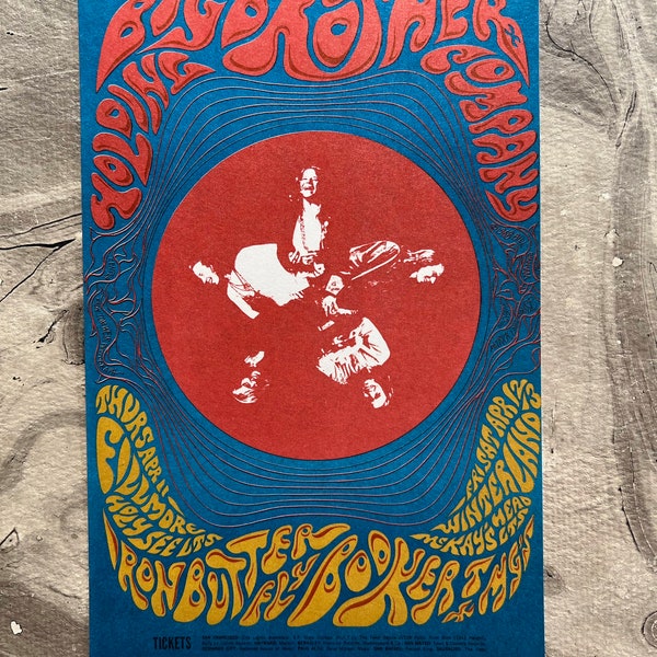 Janis Joplin Big Brother and the Holding Company Fillmore Concert Postcard BG 115 Orig Psychedelic San Francisco 1968