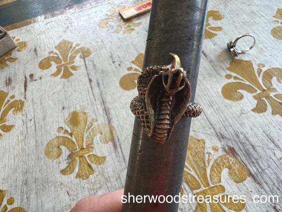 AMAZING VINTAGE COBRA Snake Sterling Silver with Gol… - Gem