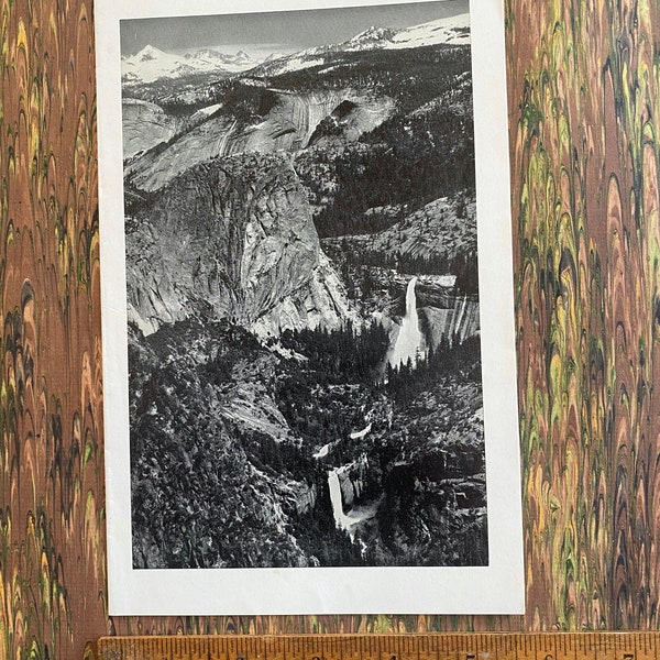 1953 Ahwahnee Breakfast Menu YOSEMITE VALLEY  Ansel Adams Photo Vernal and Nevada Falls Glacier Point  Free Shipping