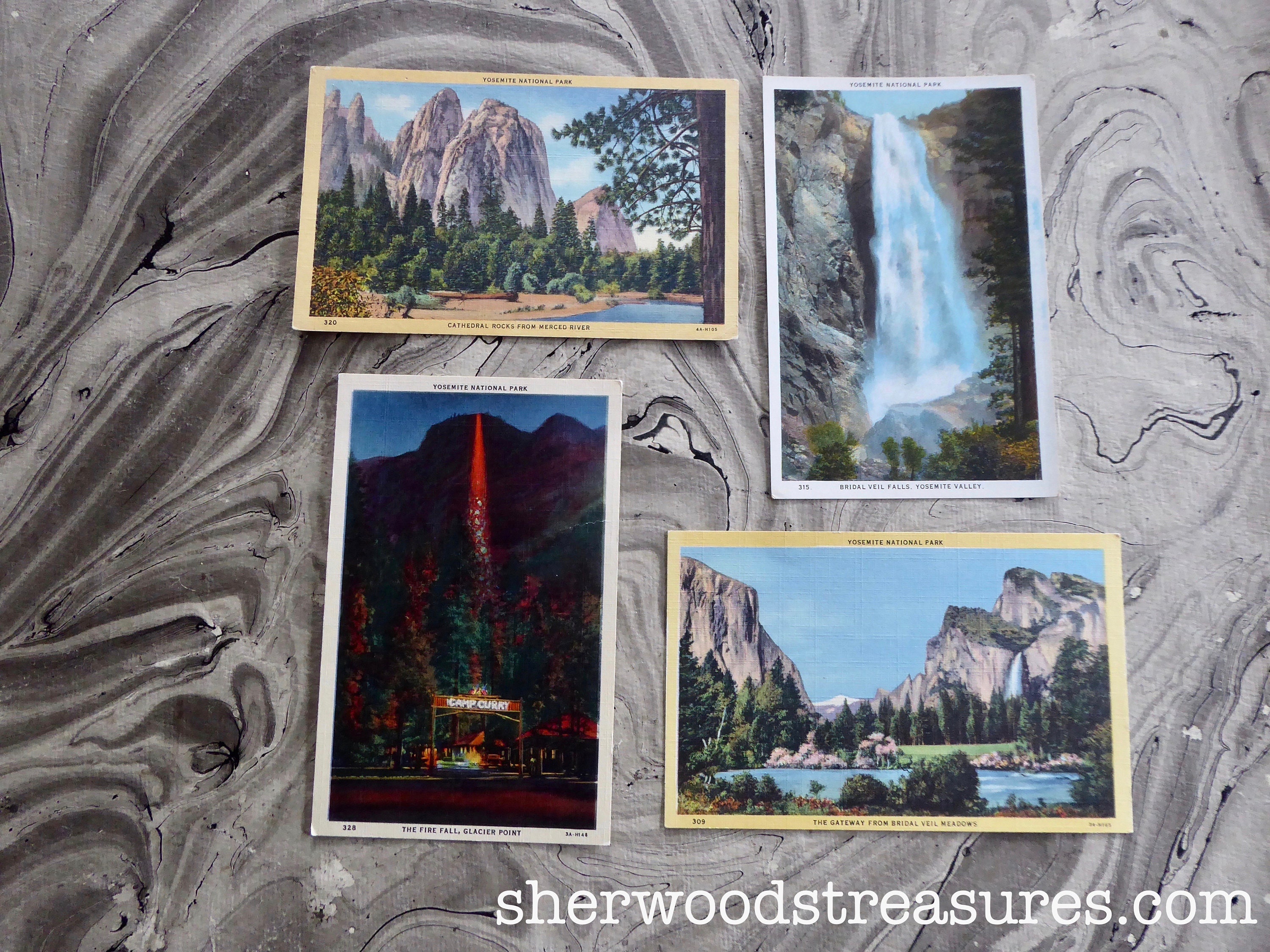 Yosemite National Park Lot Of 4 Orig Vintage Postcards Etsy