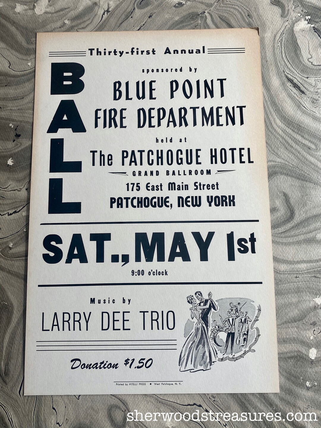 Vintage 1948 BALL Blue Point Fire Department Dance Sign 11