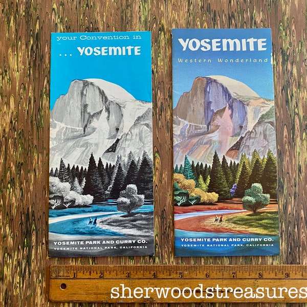 Two 1950's Yosemite Brochures  YOSEMITE Park and Curry Company Ahwahnee  Tuolumne Free Shipping