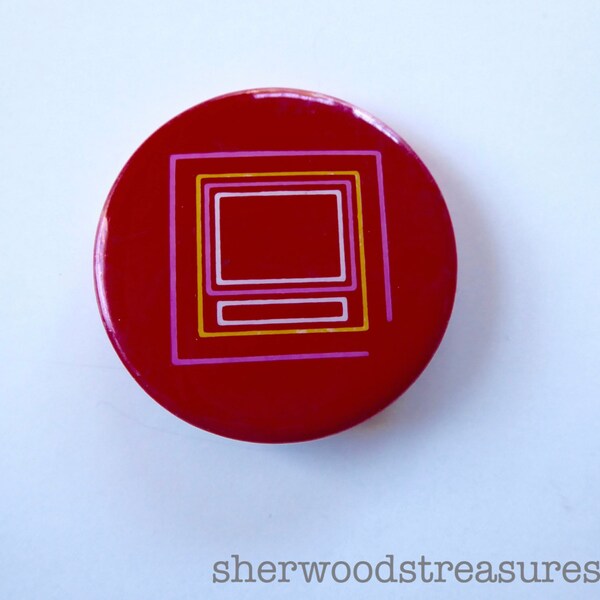 Sixties Original ARCHITECTURAL Design High Voltage High Current Switch Button  Psychedelic Era Pinback