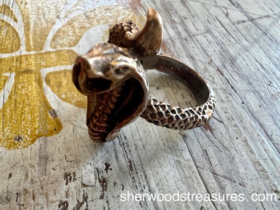 AMAZING VINTAGE COBRA Snake Sterling Silver with Gol… - Gem