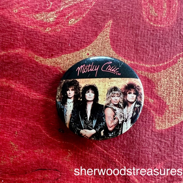 1987 Motley Crue Original Photo Pinback  Tour Uncommon button 1 1/2" inches Rock and Roll