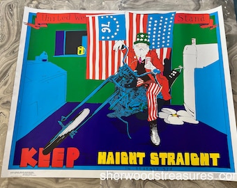 Whitey on A Harley Motorcycle Stanley Mouse 1976 Poster Grateful Dead Original  24 1/4" x 29 1/4" Keep Haight Straight