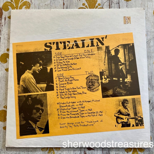 SEALED Uncommon Bob Dylan Stealin' 1974 Unauthorized Release TMOQ  Trade Mark Of Quality 1802 LP Vinyl Record