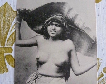 Ethnic Asia Ceylon Sri Lanka Cinghalese Rhodiya woman original c1910 Topless Postcard  Circa 1910's-1920's  Original